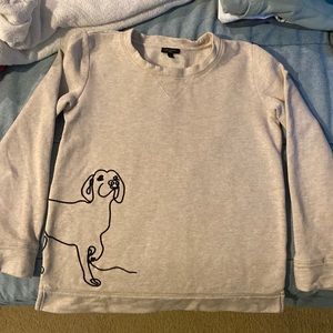 Talbots light tan/taupe sweatshirt with dog appliqué front to back.